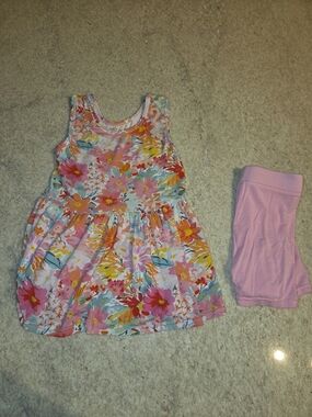 3T Bamboo Floral Sleeveless Peplum & Shorts Set